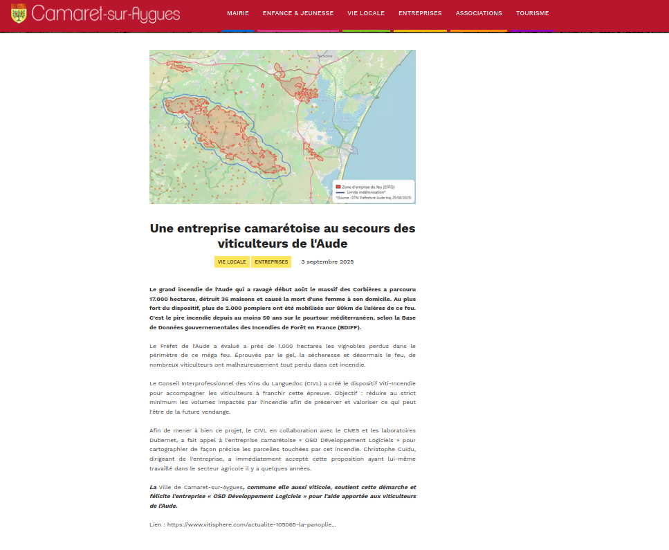 post de la mairie sur le site